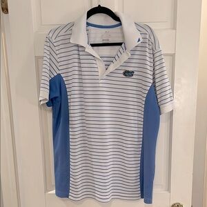Men's Blue and White Striped Polo Florida Gator Dri fit Shirt